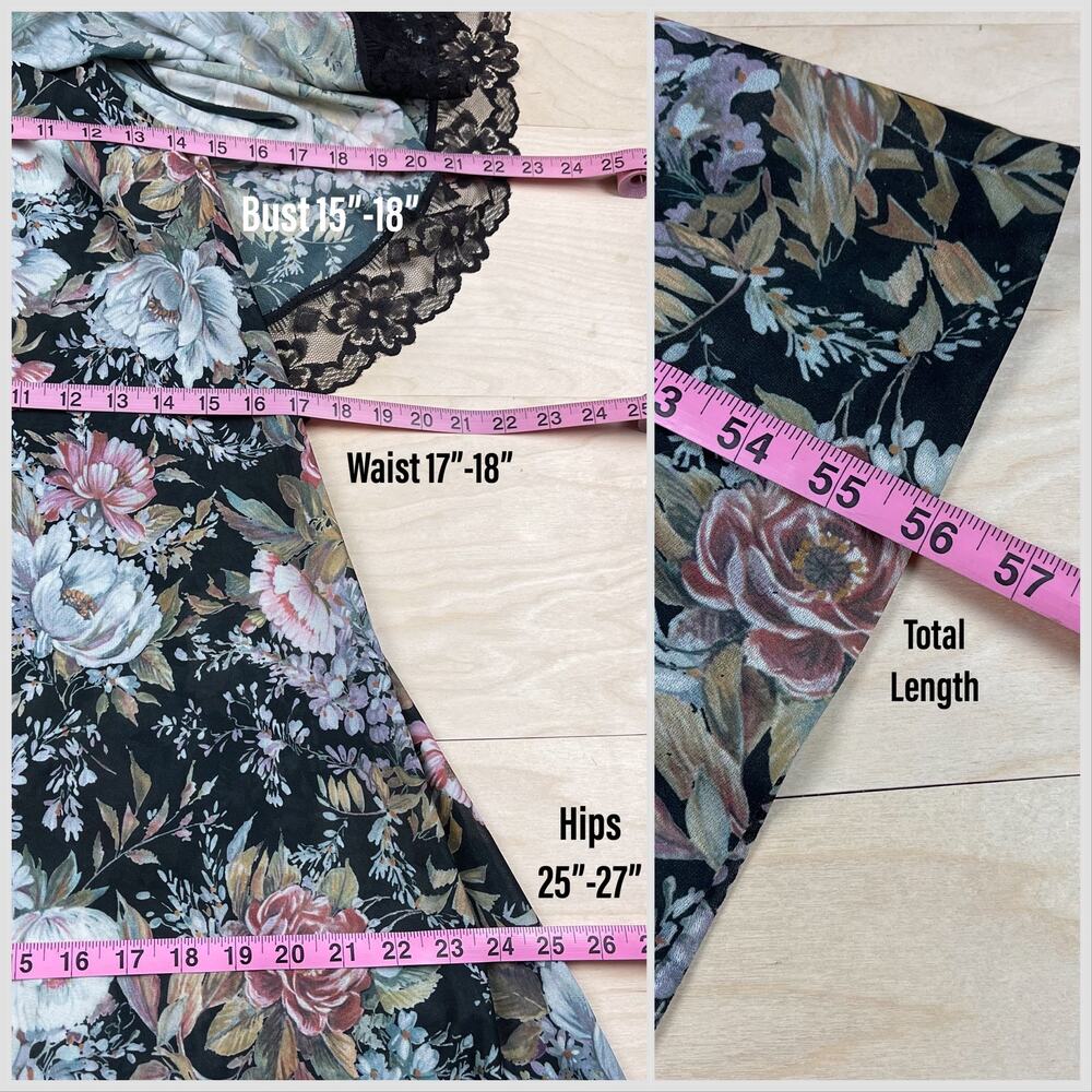 Vintage 1970s Black Floral A-Line Cape Maxi Dress - Picture 6 of 7